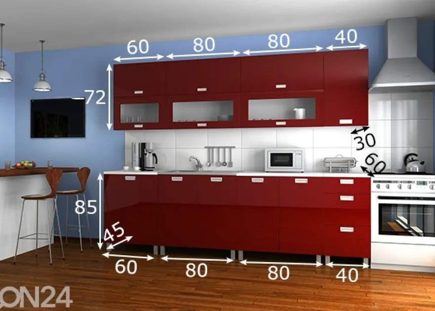 Keittiökalusteet 260 cm