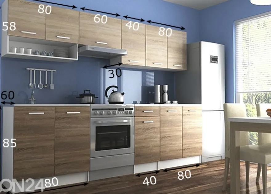 Keittiökalusteet 260 cm