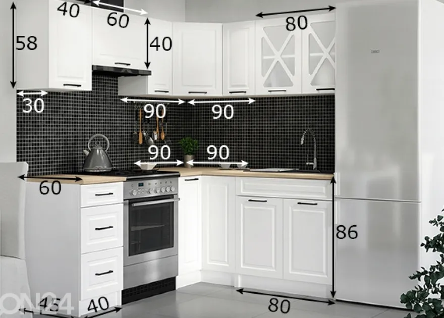 Keittiökalusteet 190/170 cm