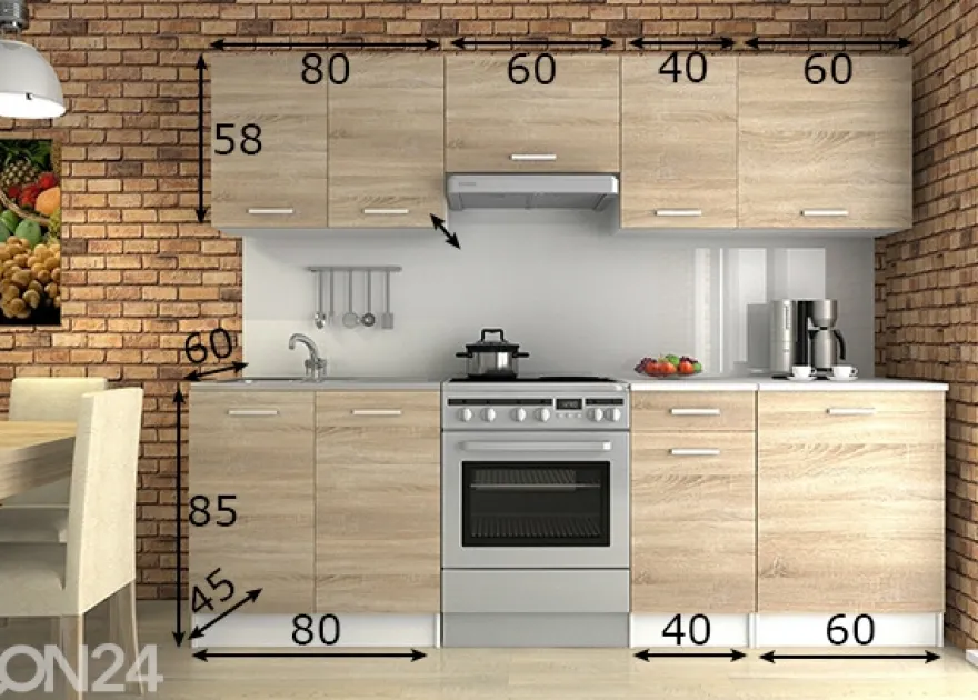 Keittiökalusteet 240 cm