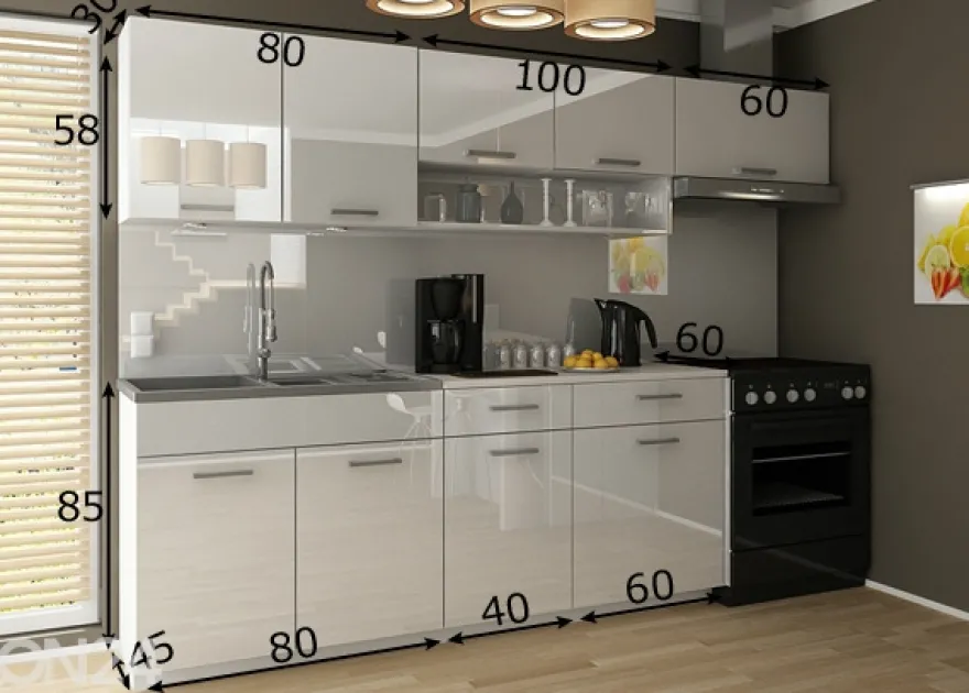 Keittiökalusteet 240 cm