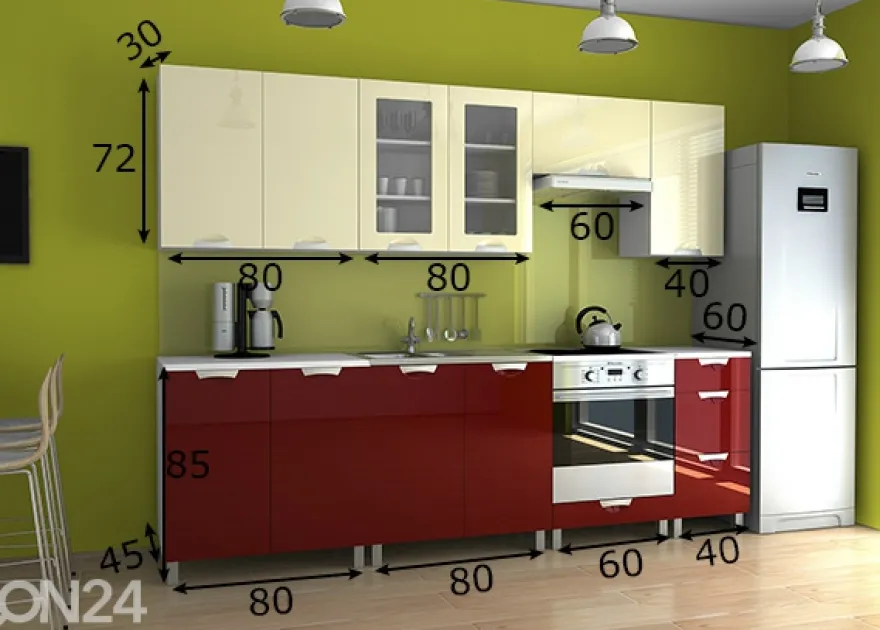 Keittiökalusteet 260 cm