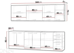 Keittiökalusteet Karmen 260 cm
