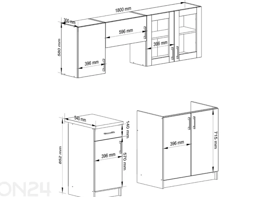 Keittiökalusteet Lima 180 cm