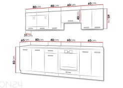 Keittiökalusteet Omega I 240 cm + LED