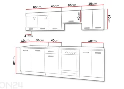Keittiökalusteet Omega II 240 cm + LED