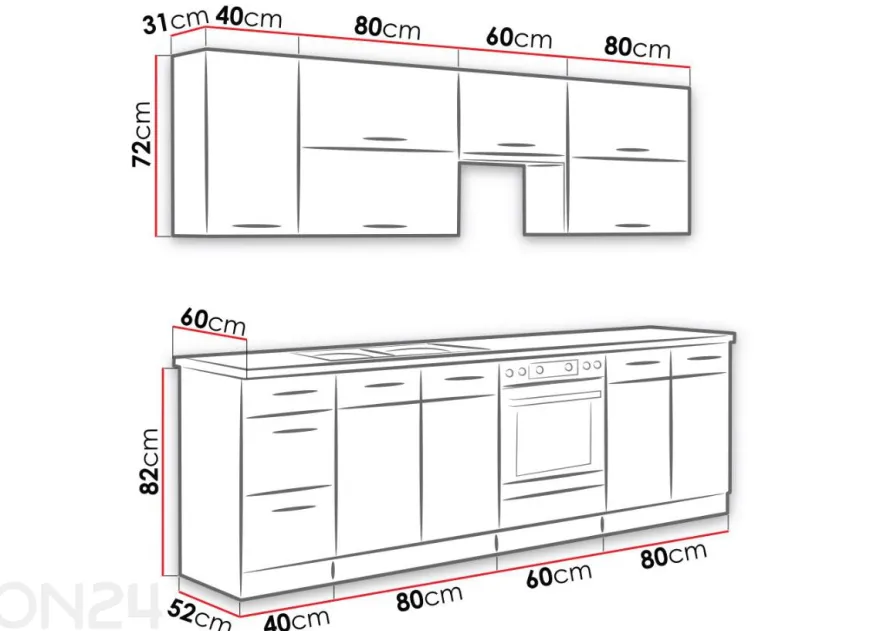 Keittiökalusteet Vigo II 260 cm