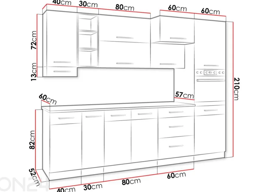 Keittiökalusteet Vigo III 270 cm