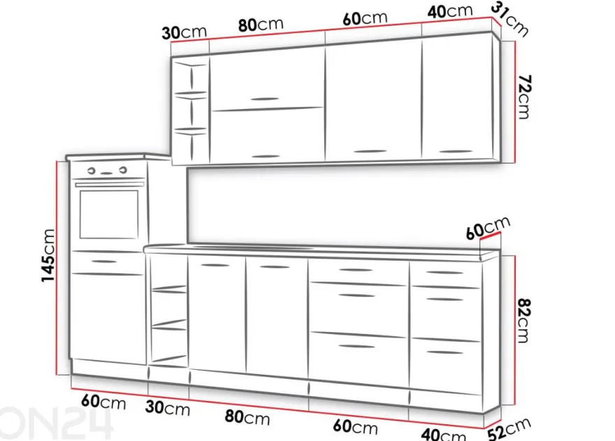Keittiökalusteet Vigo IV 270 cm
