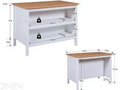 Keittiösaareke Julina, valkoinen / artisan-tammi