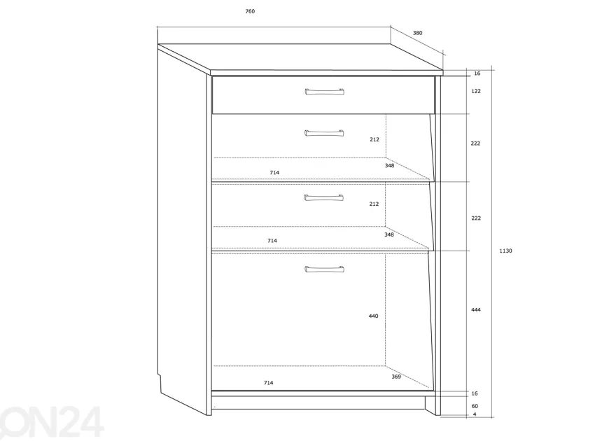 Kenkäkaappi 76 cm