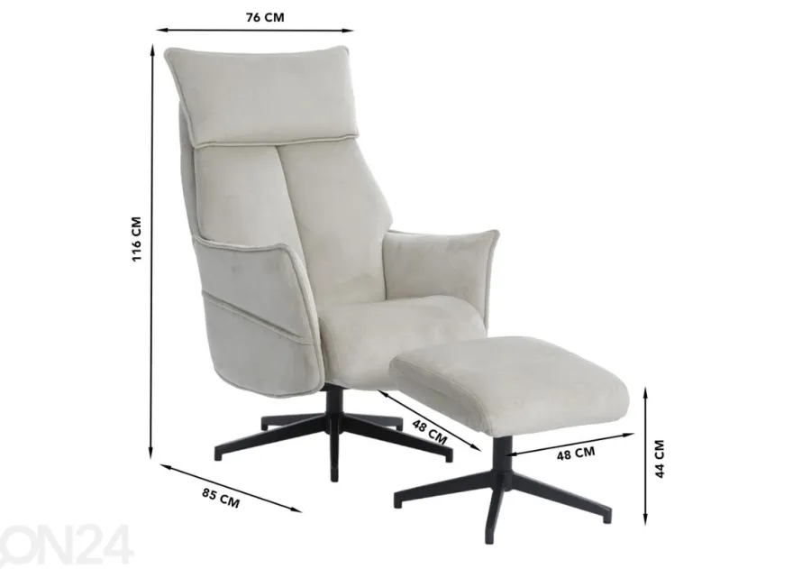 Kääntyvä recliner mekanismituoli + rahi