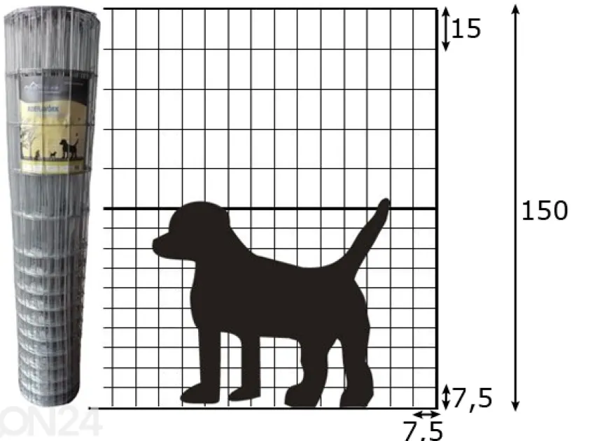 Koiraverkko 1,5x25 m
