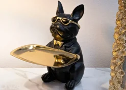 Koriste-esine / tarjotin Bull Dog, musta
