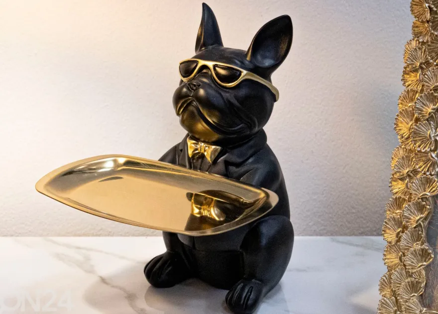 Koriste-esine / tarjotin Bull Dog, musta