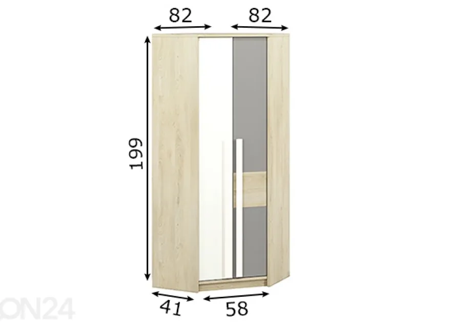 Kulmavaatekaappi Carlo 82x82