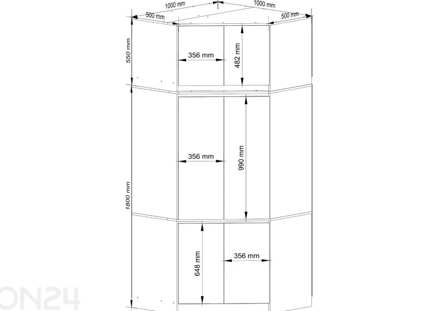 Kulmavaatekaappi S100 II