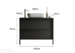 Kylpyhuoneen kaappi pesualtaalla Steel 105 cm