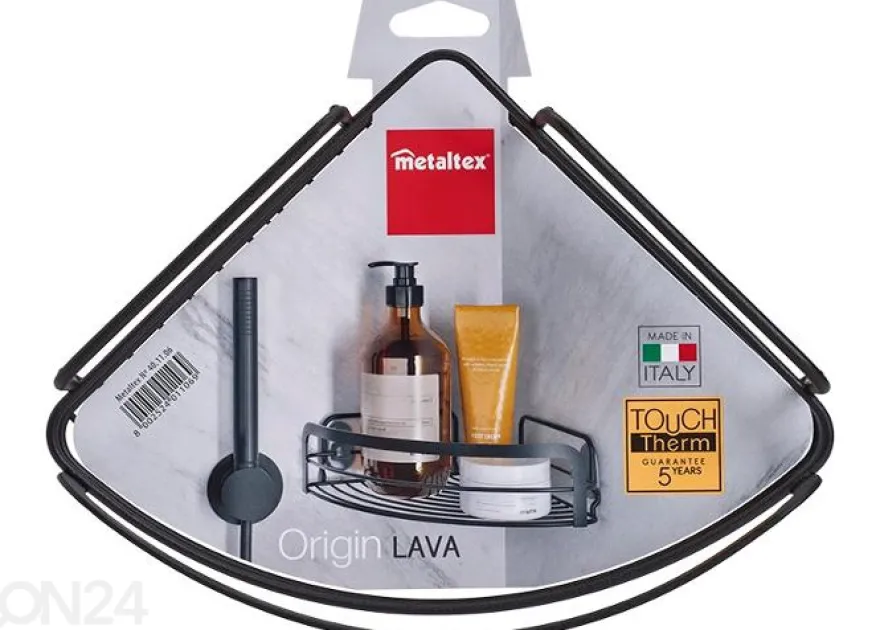 Kylpyhuoneen kulmahylly Origin, 20x20x6 cm, musta