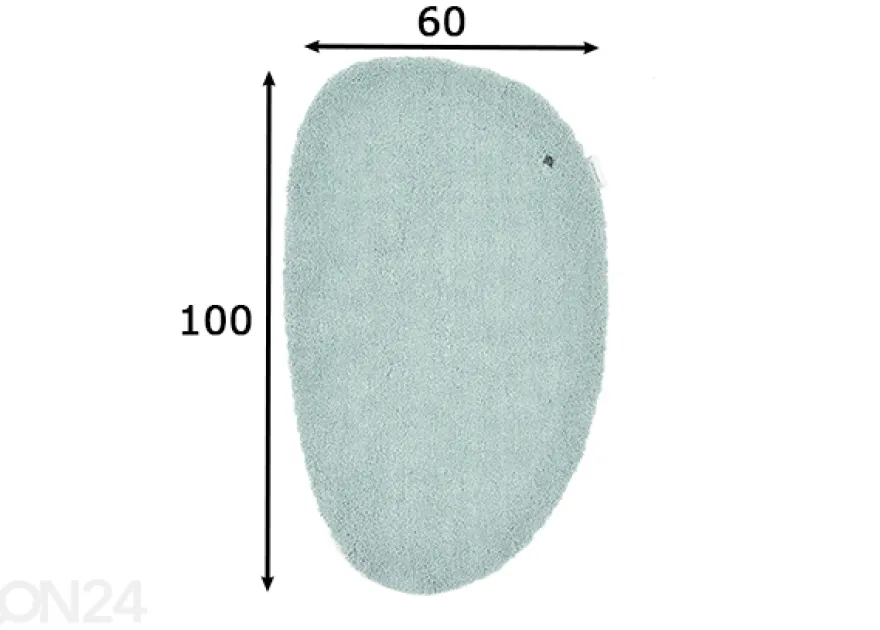 Kylpyhuoneen matto om Tailor Cozy Bath Uni Pebble 60x100 cm, mintunvihreä