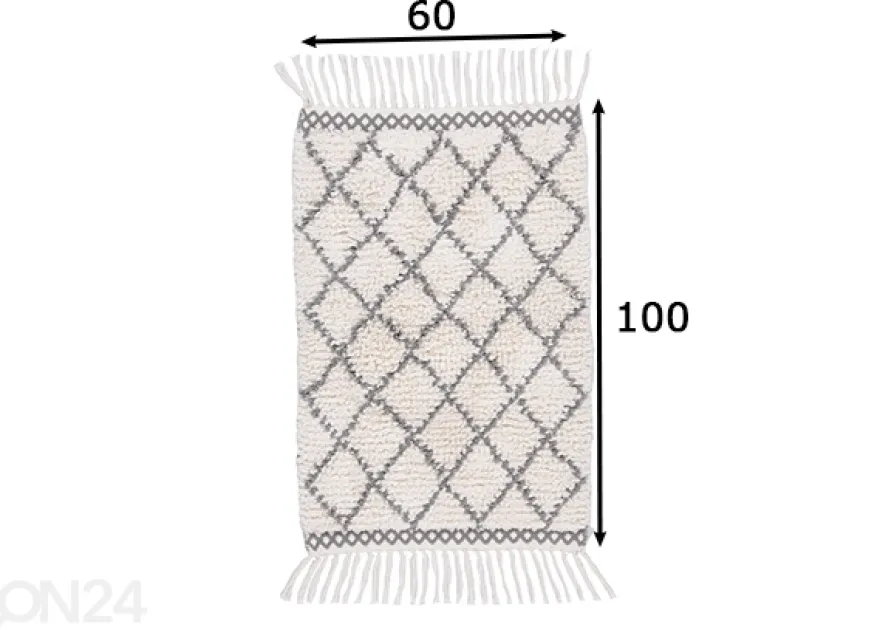 Kylpyhuoneen matto Tom Tailor Ethno Bath Ben 60x100 cm, valkoinen/kirjava