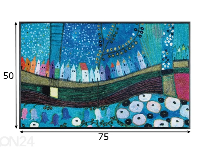 Kynnysmatto Stadt in Blau 50x75 cm