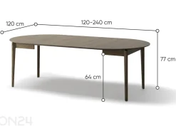 Laajennettava ruokapöytä Plot Ø120x120/240 cm