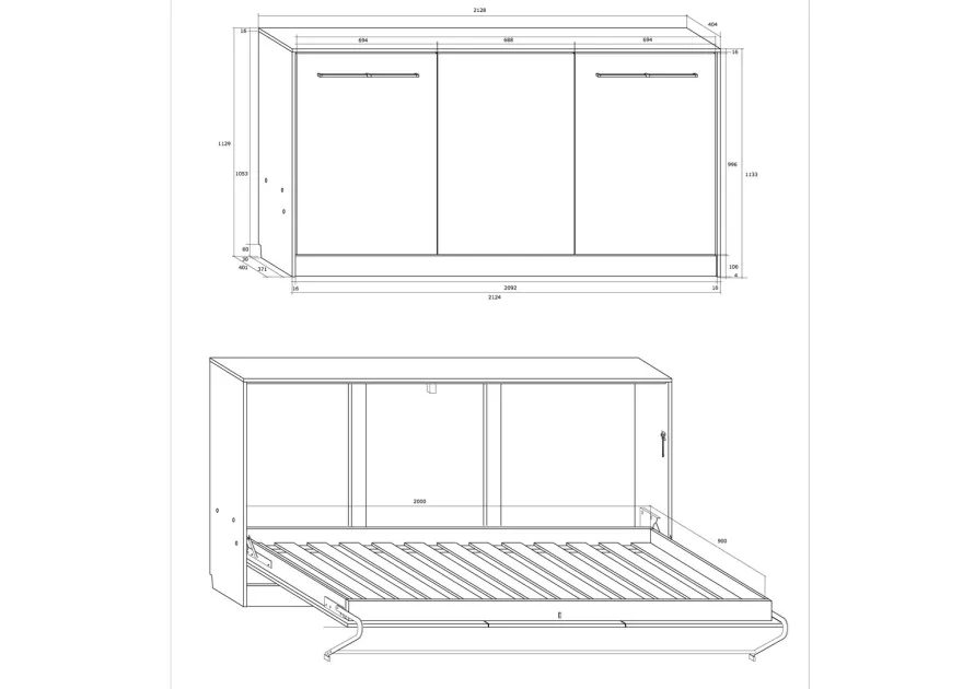 Lasten kaappisänky Mac 90x200 cm