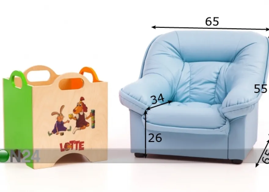 Lasten nojatuoli Mini Spencer + lelulaatikko Lotte
