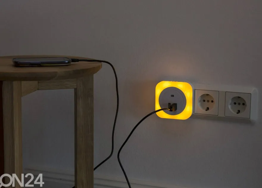 LED yövalo+2x USB lataaja