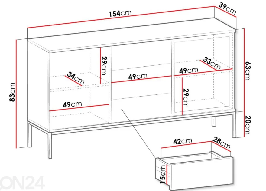 Lipasto Senato 154 cm + LED