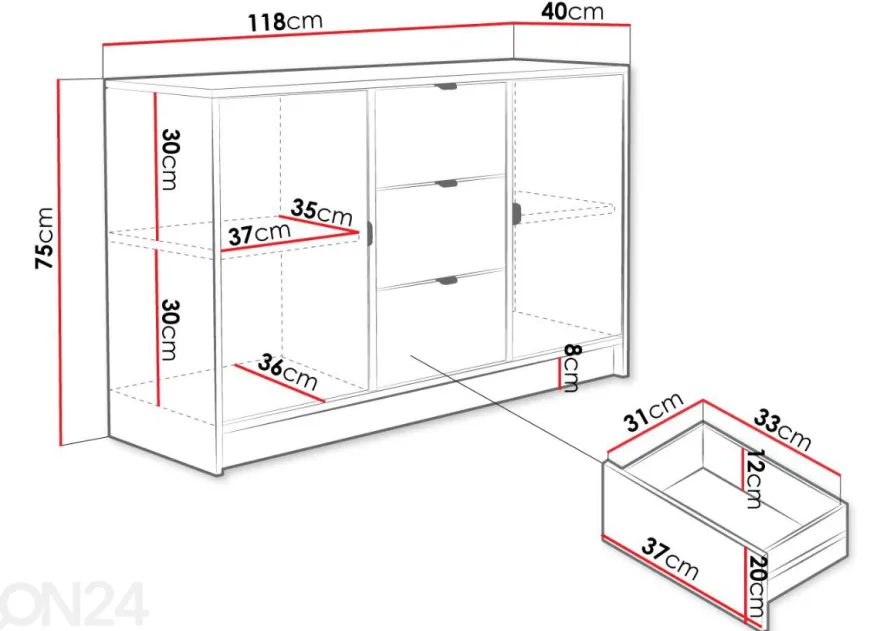 Lipasto Tireno 118 cm