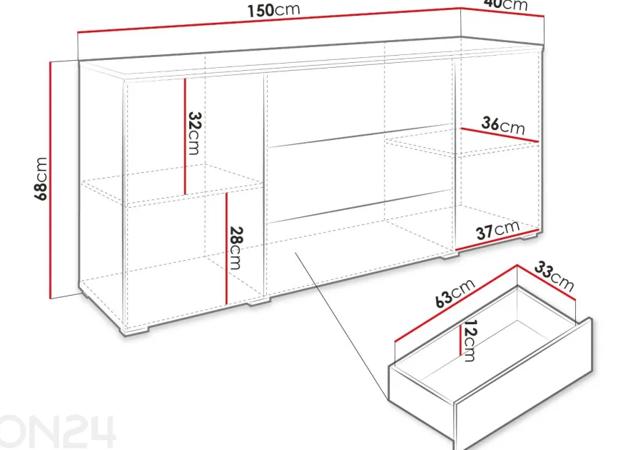 Lipasto Vera 150 cm + LED