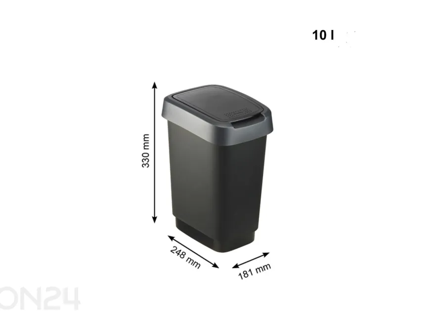 Liukukannellinen roskakori TWIST 10 L