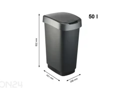 Liukukannellinen roskakori TWIST 50 L