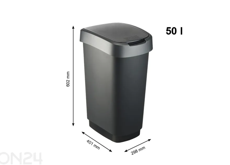 Liukukannellinen roskakori TWIST 50 L