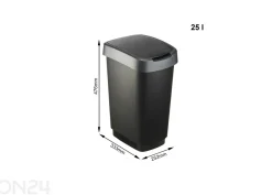 Liukukannellinen roskakori TWIST 25 L