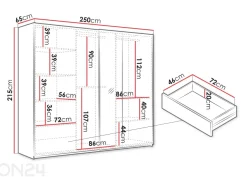 Liukuovellinen vaatekaappi Evora 250 cm