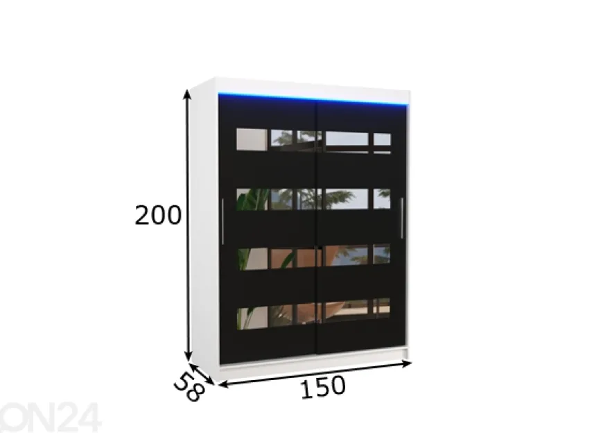 Liukuovikaappi Ballwin 150 cm + LED