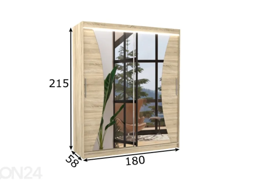Liukuovikaappi Camden I 180 cm + LED