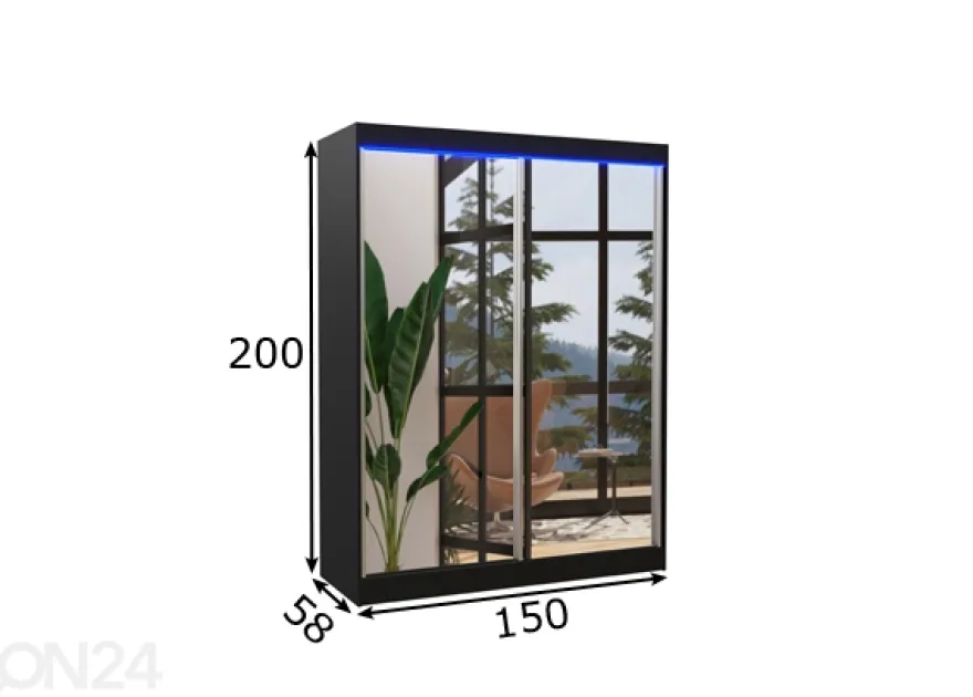 Liukuovikaappi 150 cm + LED