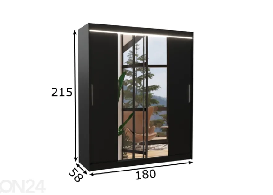 Liukuovikaappi Dalia I 180 cm + LED