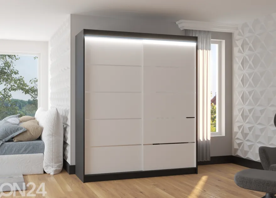 Liukuovikaappi Davi I 180 cm + LED