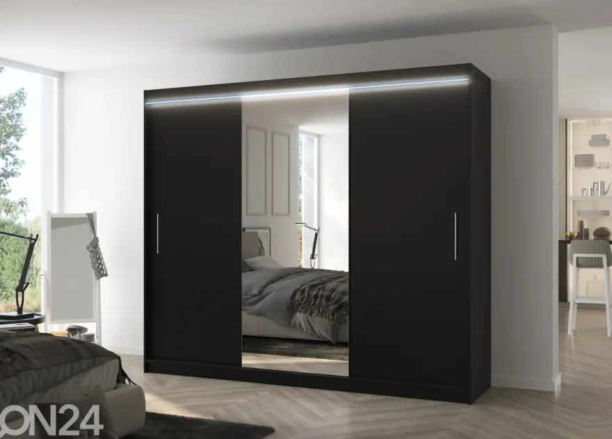 Liukuovikaappi Durelo I 250 cm + LED