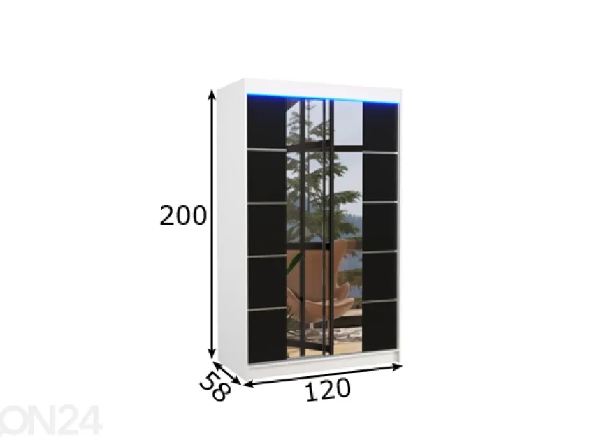 Liukuovikaappi Fiona I 120 cm + LED