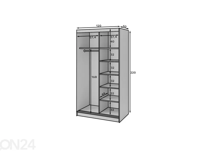 Liukuovikaappi Marrphy 120 cm