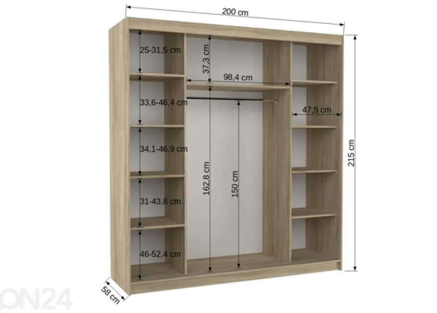 Liukuovikaappi Metra 200 cm