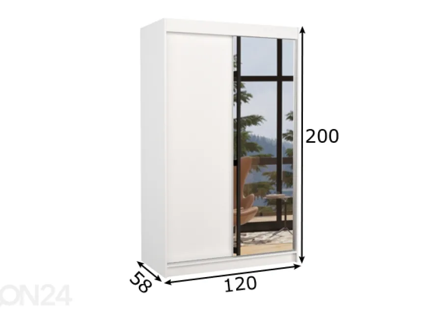 Liukuovikaappi Reine 120 cm