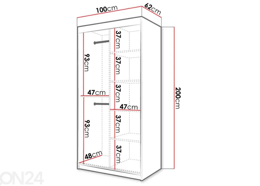Liukuovikaappi Riflo II 100 cm