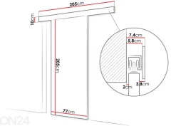 Liukuovi peilillä 77 cm